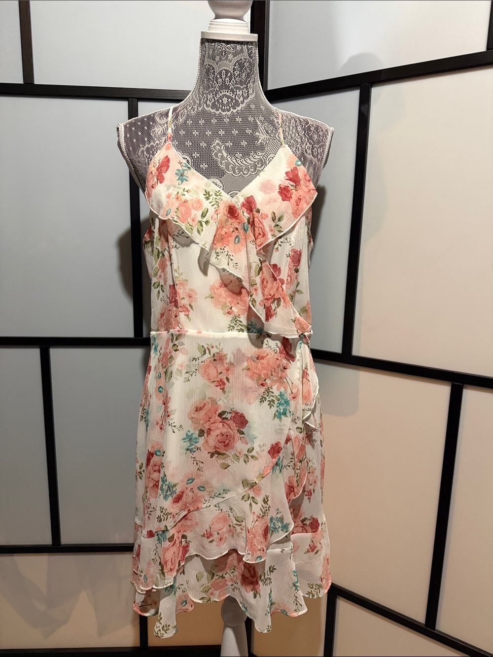 Almost Famous White Floral Ruffle Mini Dress